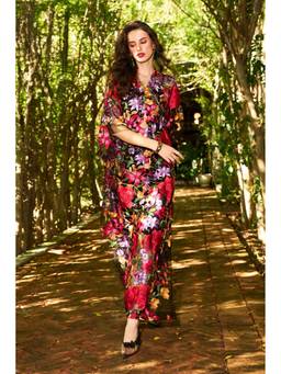 dash and dot - Multi-Color Embroidered Floral Kaftan
