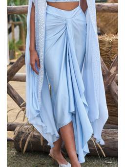 dash and dot - Blue Draped Satin Skirt