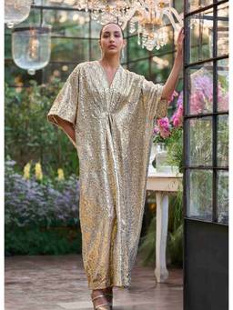 dash and dot - Gold Cutwork Lama Kaftan