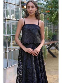 dash and dot - Women Black Lace Top
