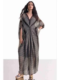 dash and dot - Black Monochrome Knitted Kaftan