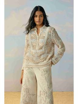 dash and dot - Women Ivory Ribbon Top