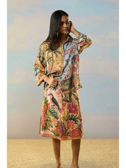 dash and dot - Multi-Color Coastal Print Skirt