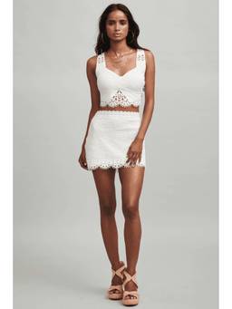 dash and dot - White Crochet Skirt