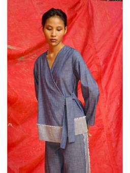 dash and dot - Women Blue Side Top