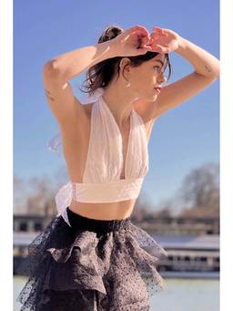 dash and dot - Women White Tie Top