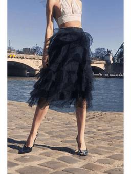 dash and dot - Black Frill Skirt