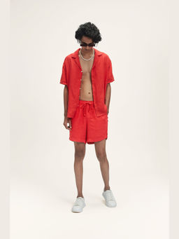 TERRA LUNA - Hvar Red Linen Solid Shorts