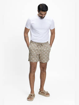 TERRA LUNA - Hvar Brown Hand Block Printed Shorts