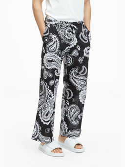 TERRA LUNA - Tao Noir Paisley Black Khadi Printed Trouser