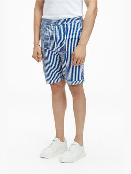 TERRA LUNA - Laroc Blue Khadi Stripes Shorts