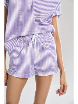 TERRA LUNA - Drai Lavender Khadi Stripe Shorts