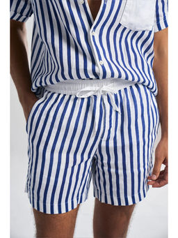 TERRA LUNA - Hvar Navy Blue Linen Stripe Shorts