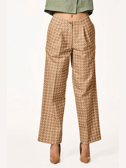 TERRA LUNA - Delphi Monogram Brown Printed Trouser
