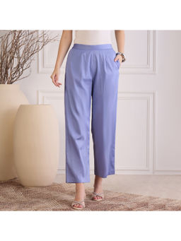 First Resort by Ramola Bachchan - Mountain Blue Straight Pant