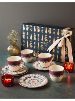 Fabindia - Multi Falak Ceramic 4 Cups & 4 Saucers