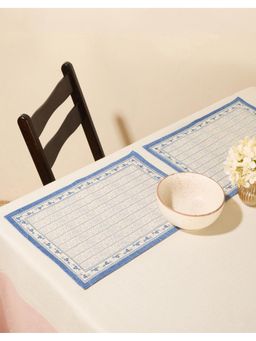 Fabindia - Blue Cotton Printed Wabi Mat Set Of 6