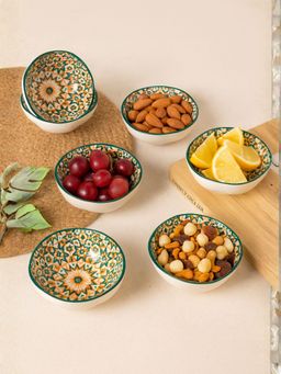 Smokey Cocktail - Ceramic Mandala Bowls - Multi-Color (Pack of 6)