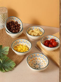 Smokey Cocktail - Ceramic Mandala Bowls - Yellow (Pack of 6)