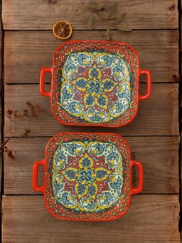 Smokey Cocktail - Summer Red Decorative Platter Square Red (Pack of 2)