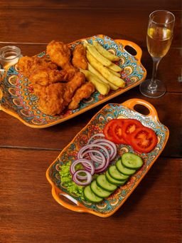 Smokey Cocktail - Summer Orange Decorative Platters Rectangular Orange (Pack of 2)