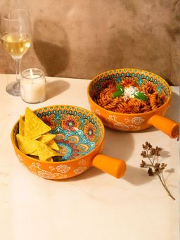 Smokey Cocktail - Summer Orange Decorative Platters Round Orange (Pack of 2)