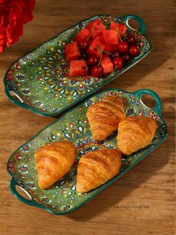 Smokey Cocktail - Summer Green Decorative Platters Rectangular Green (Pack of 2)