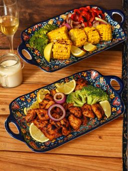 Smokey Cocktail - Summer Blue Decorative Platters Rectangular Blue (Pack of 2)