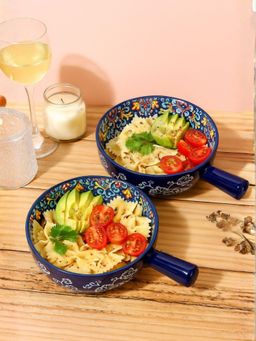 Smokey Cocktail - Summer Blue Decorative Platters with Handle - D - Round Blue (Pack of 2)