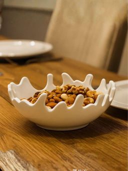 Smokey Cocktail - Handcrafted Serving Bowl Platter - White