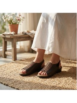 ZELION - Brown Women Round Toe Sandals