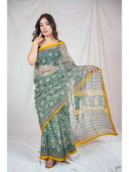 The Raksha Store - Jade Garden Kota Doria Saree with Unstitched Blouse