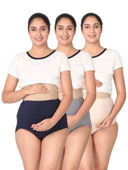 Adira - Multi-Color Belly Panel Maternity Panties (Pack of 3)