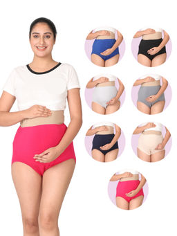 Adira - Multi-Color Belly Panel Maternity Panties (Pack of 7)