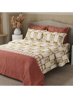 Boutique Living - 100% Cotton Multicolor Digital Ethnic Print King Bedsheet with 4 Pillow Covers