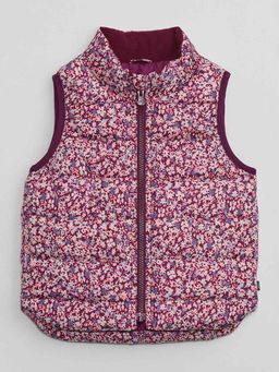 GAP - Girls Maroon Floral Puffer Jacket