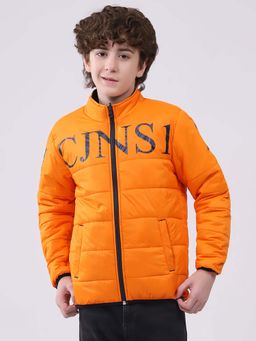 Monte Carlo - Boys Orange Typography Reversible Puffer Jacket