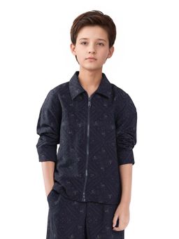 RARE ONES - Kids Navy Blue Printed Shacket