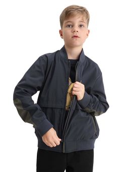 RARE ONES - Kids Navy Blue Solid Regular Fit Jacket