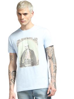 Jack & Jones - Blue Graphic Print Crew Neck T-shirt