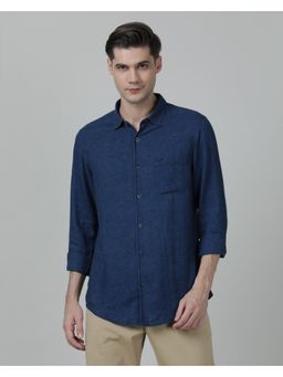 Crocodile - Indigo Navy Solid Full Sleeve Shirt