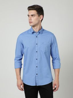 Crocodile - Blue Solid Full Sleeve Shirt