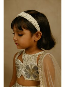 Choko - White Beaded Embellished Hairband for Girls