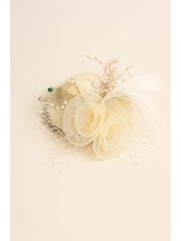 Choko - Cream Floral Mesh Rose Hat Alligator Hair Clip for Girls