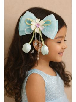 Choko - Sky Blue Floral Bow Hair Clip for Girls