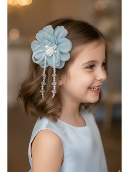 Choko - Blue Chiffon Floral Alligator Hair Clip for Girls