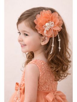 Choko - Orange Chiffon Floral Alligator Hair Clip for Girls