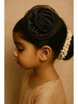 Choko - Black Satin Rose Alligator Hair Clip for Girls