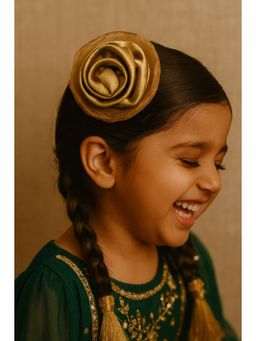 Choko - Gold Satin Rose Alligator Hair Clip for Girls