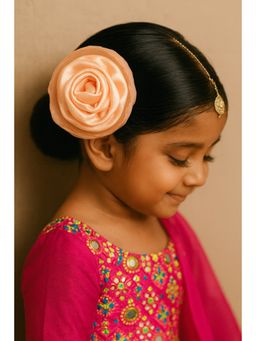 Choko - Peach Satin Rose Alligator Hair Clip for Girls